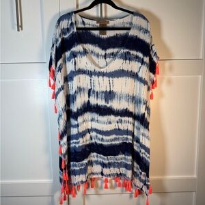 Tie-Dye Swim Coverup with Tassels
